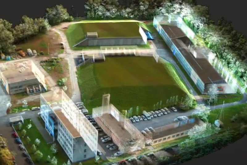Lidaretto point cloud of a water management facility, captured for BIM modeling