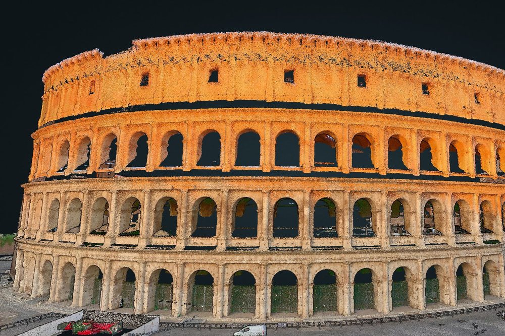Colorized point cloud of the Colosseum in Rome, scanned with the Lidaretto H32S