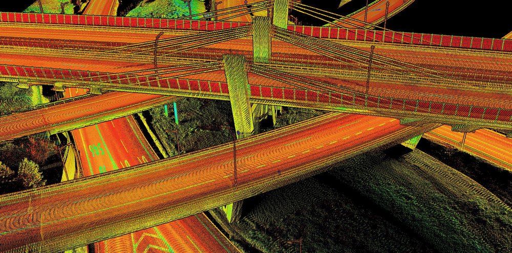 Lidaretto point cloud of a multilevel highway interchange